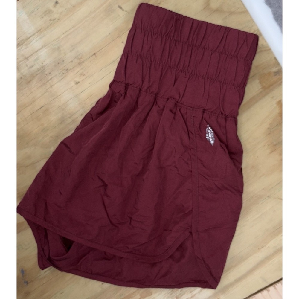 Free People Movement‎ FP The Way Home Shorts Solid Burgundy Jasper Large